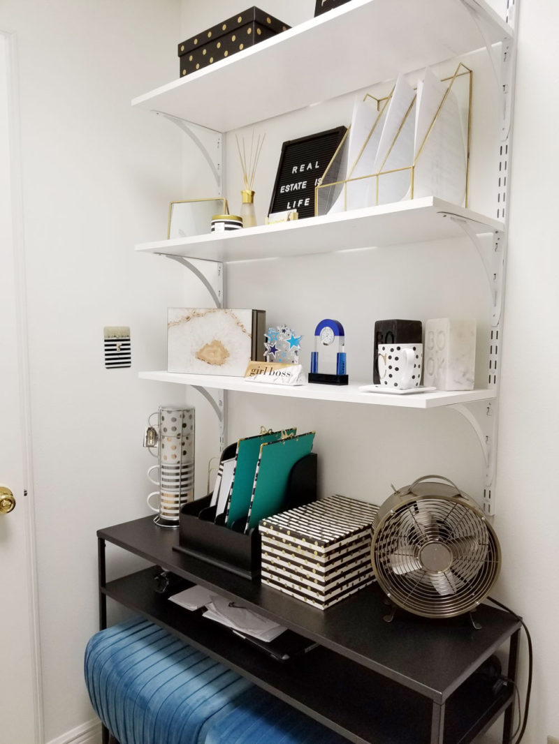 tiny black, white, and gold office transformation | glam office under 50 sqft | tiny office design | small office design | small home office | tiny home office | blue home office | real estate decor | whitney j decor | new orleans decor | new orleans interior designer | black interior designer | nola homes | nola interior designer | new orleans decorator | new orleans interior designer