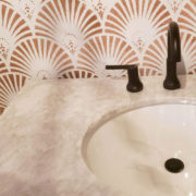 whitney j decor | one room challenge | laundry room | guest bathroom | glam laundry room | glam guest bathroom | art decor design | art decor bathroom | art decor laundry room | new orleans interior designer | nola blogger | nola interior designer | efaucets delta matte black faucet