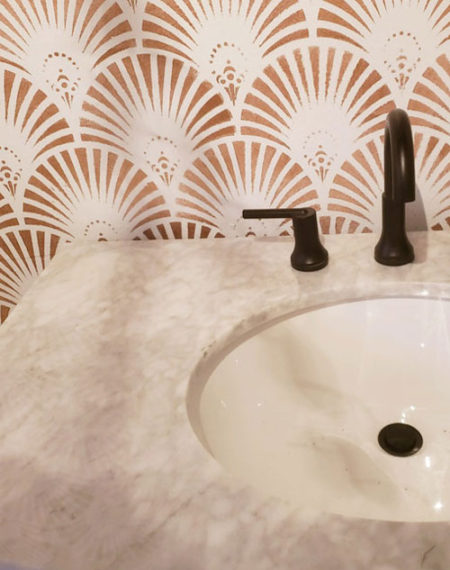 whitney j decor | one room challenge | laundry room | guest bathroom | glam laundry room | glam guest bathroom | art decor design | art decor bathroom | art decor laundry room | new orleans interior designer | nola blogger | nola interior designer | efaucets delta matte black faucet