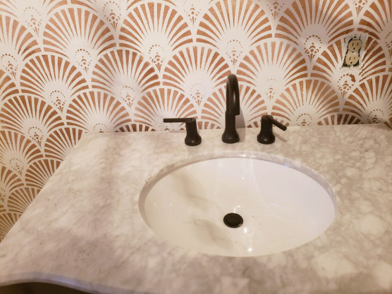 whitney j decor | one room challenge | laundry room | guest bathroom | glam laundry room | glam guest bathroom | art decor design | art decor bathroom | art decor laundry room | new orleans interior designer | nola blogger | nola interior designer | efaucets delta matte black faucet