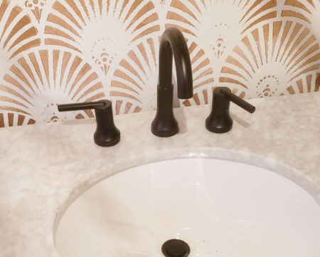 whitney j decor | one room challenge | laundry room | guest bathroom | glam laundry room | glam guest bathroom | art decor design | art decor bathroom | art decor laundry room | new orleans interior designer | nola blogger | nola interior designer | efaucets delta matte black faucet