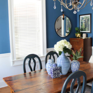 blue transitional dining room