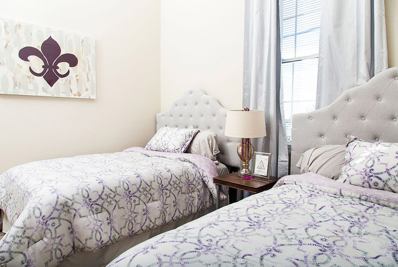purple and gray bedroom