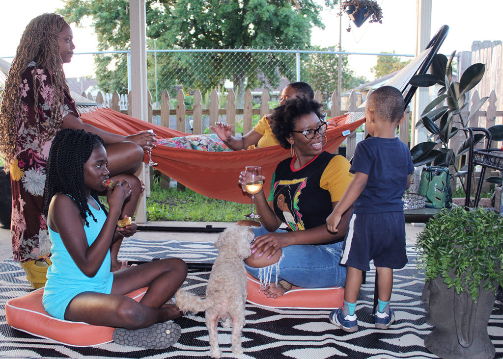 fun colorful patio seating area