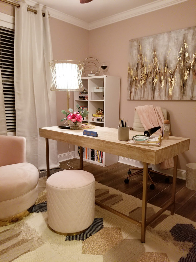 soft pink glam home office