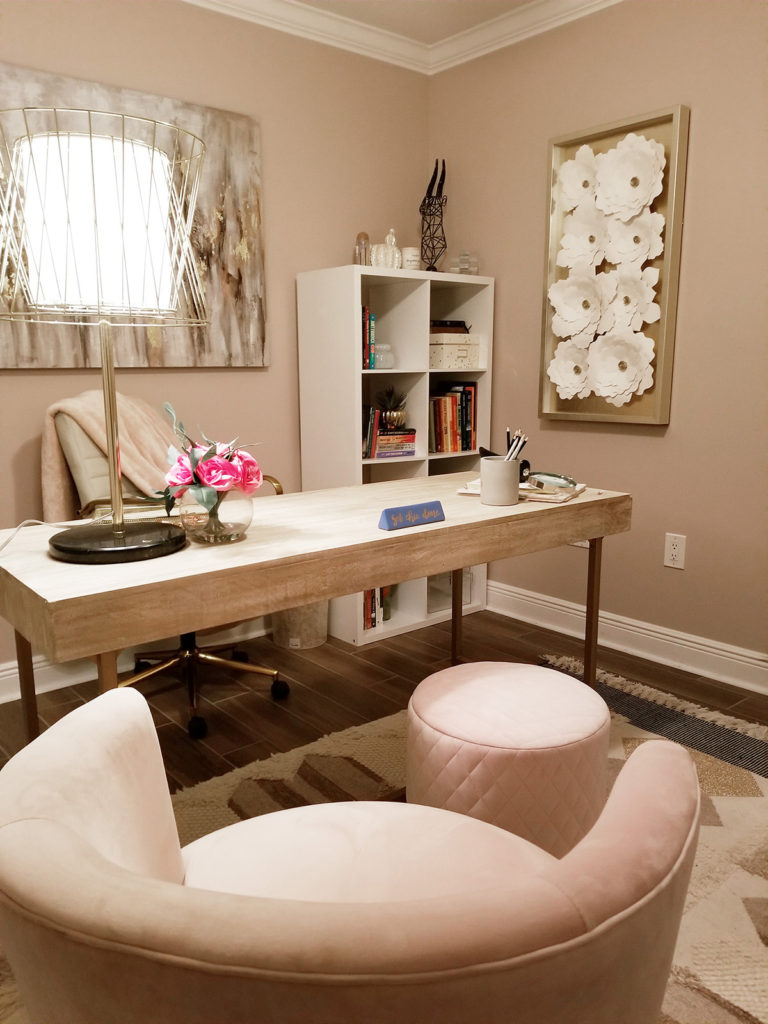 soft pink glam home office