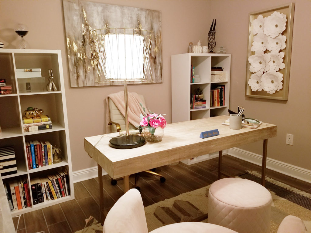 soft pink glam home office
