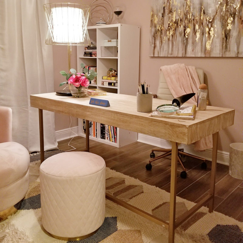 soft pink glam home office