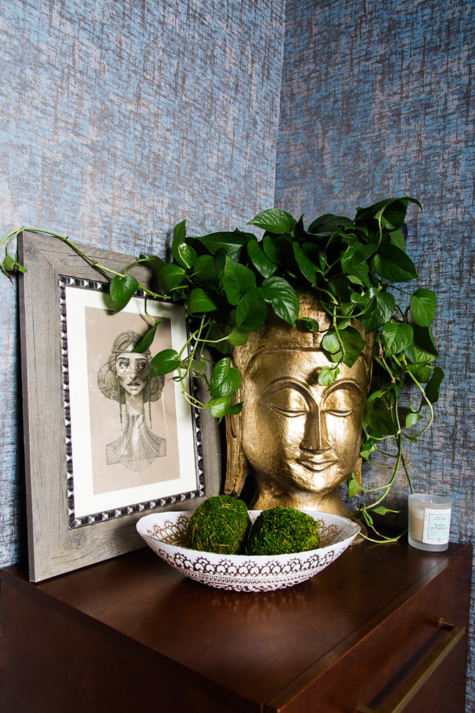 gold buddha head planter