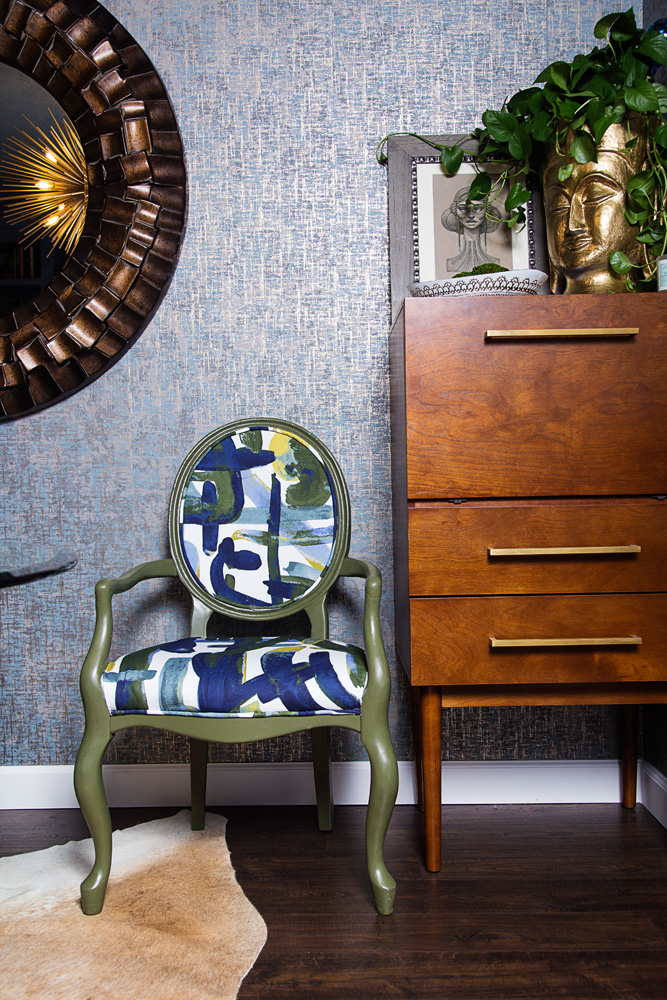 green graffiti chair