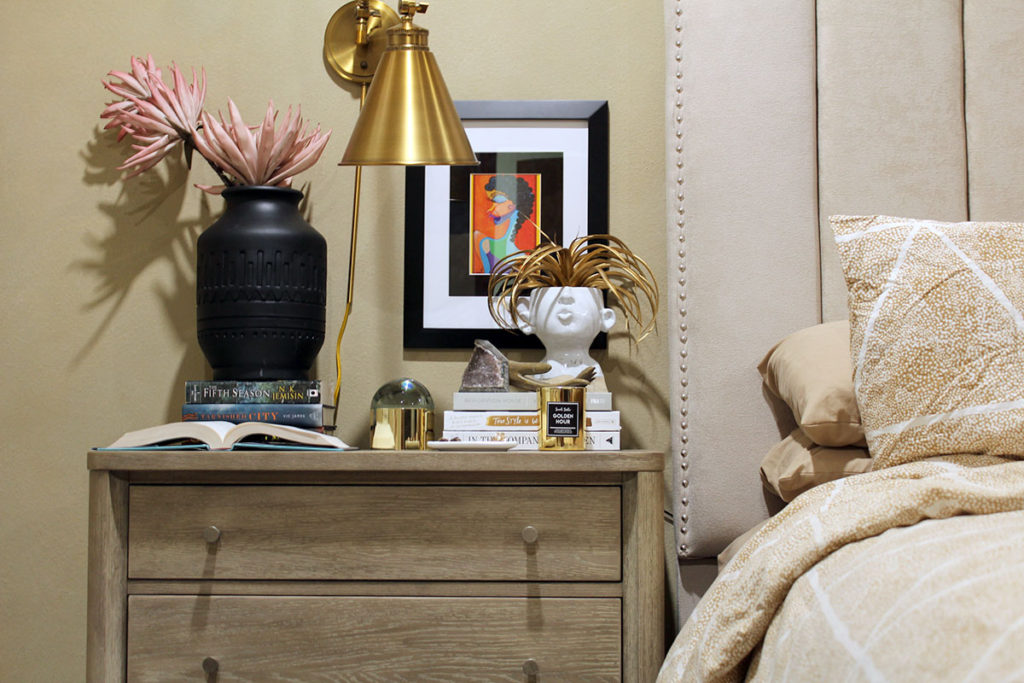 how to style a nightstand, organizing a bedroom