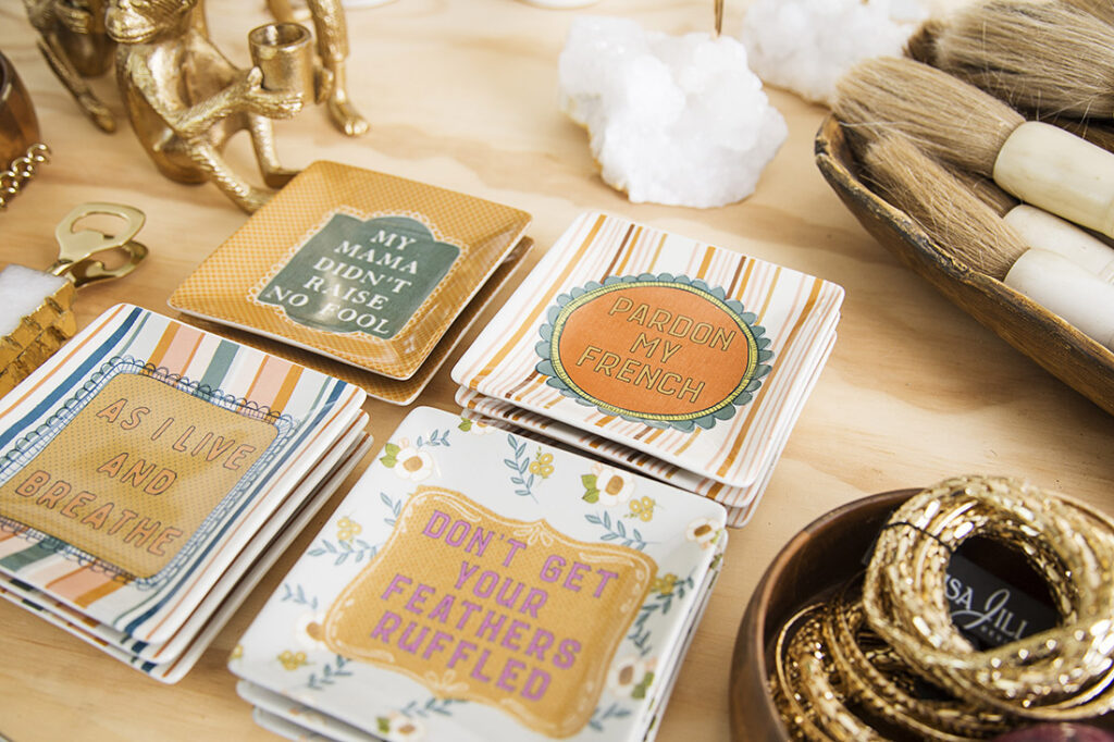 fun tray with popular sayings on them