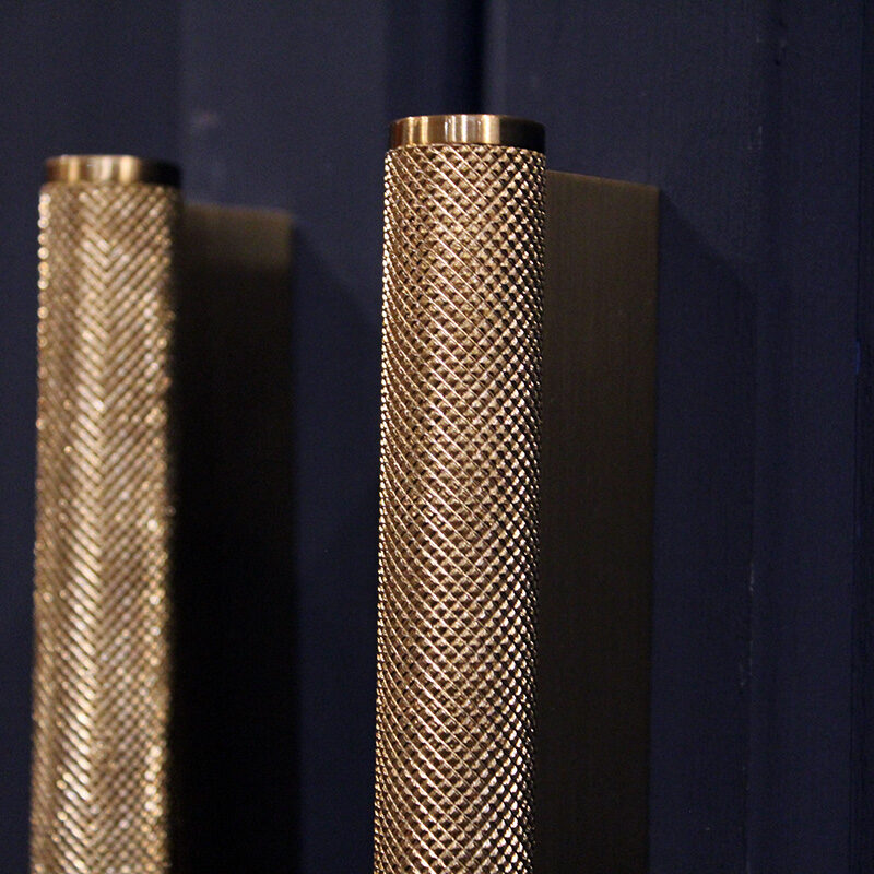 moody living room with blue diy media console